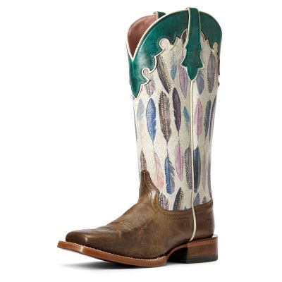 Ariat Western: Fonda Botas Western Mujer - Marrones / Blancas / Verde (UCMYQ3289)